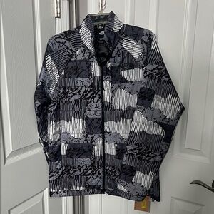 The North Face Men's Abstract Black and Gray Windbreaker/ Raincoat